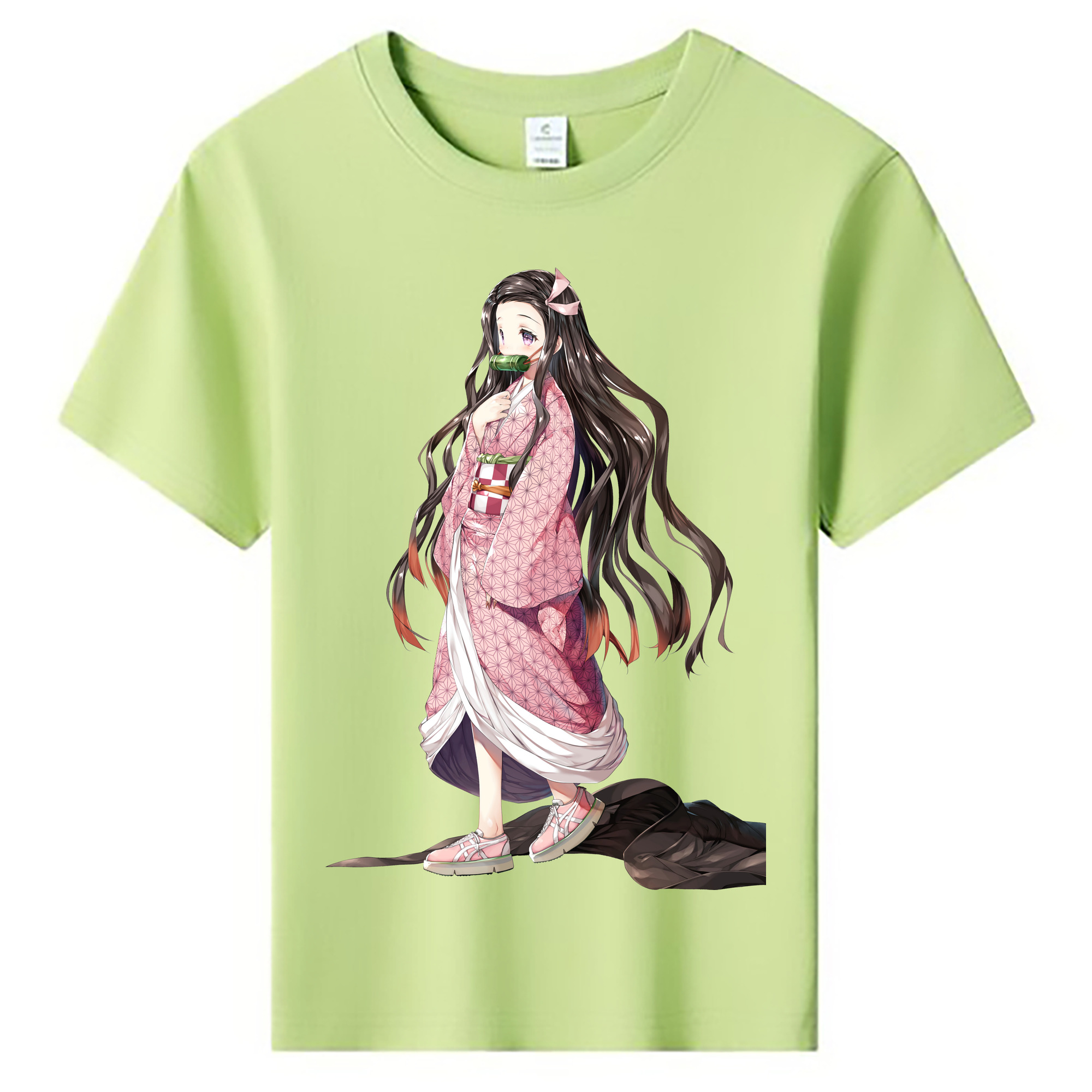 （画像用） 鬼滅の刃（きめつのやいば）竈門 禰󠄀豆子／かまど ねずこ Kamado Nezuko 綿100％キッズTシャツ（フロントプリント）